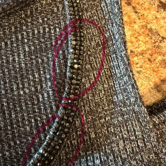 NWT JUICY COUTURE Sweater Dress Heather Gray Black Rhinestones Cold Shoulder XS - Picture 10 of 14